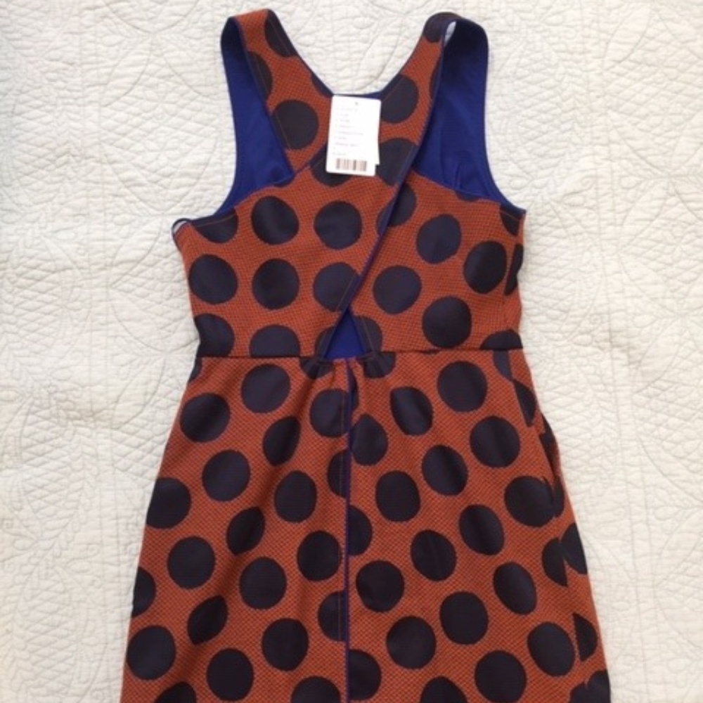 Maeve Navy/Orange Polka Dot Dress, Size 4
